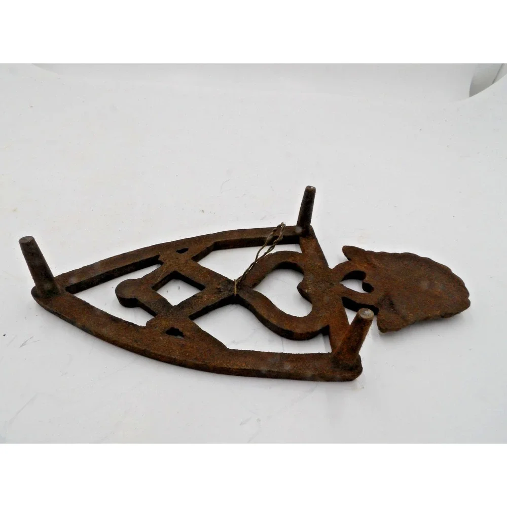 Antique Cast Iron Trivet with Figural Head / Face